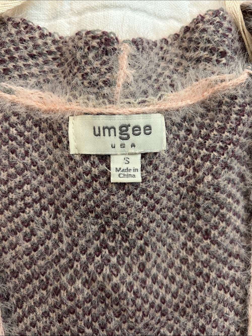 Umgee Pink Camouflage Open-Front Cardigan with Plum and Gray Accents - Picture 2 of 7